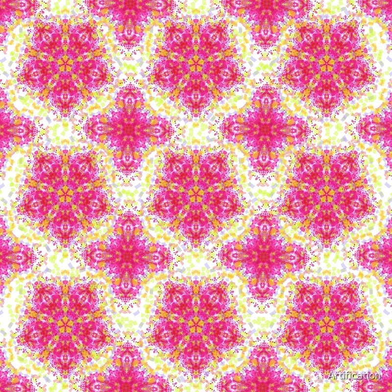 "Pretty Pink Orange Pastels Mix Vintage Inspired Floral Damask Print