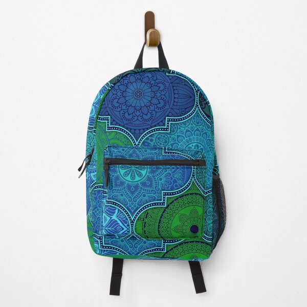 Item preview, Shades of Blue Green Ethnic Indian Abstract Floral Tiles pattern designed and sold by Art-by-Geoff.