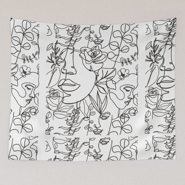 Item preview, floral women face minimalist designed and sold by kotsdesign.