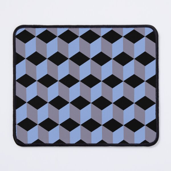 Item preview, Isometric Cube Pattern Black Blue Lilac Geometric Art designed and sold by taiche.