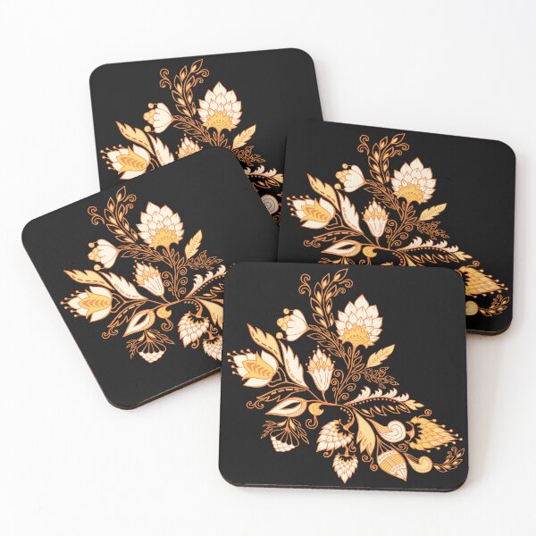 Item preview, Golden pine flower in pure black background designed and sold by Amirsaat.
