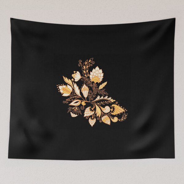 Item preview, Golden pine flower in pure black background designed and sold by Amirsaat.