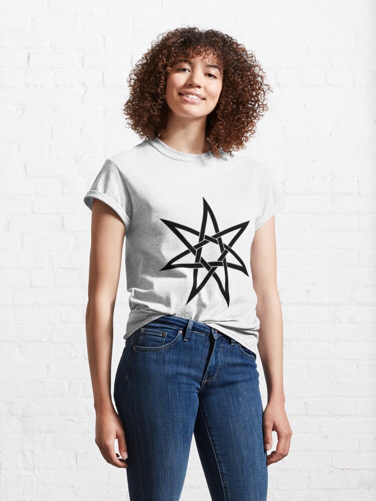 Alternate view of Heptagram, septagram, septegram or septogram is a seven-point star drawn with seven straight strokes. #SevenPointedStar #Seven #Pointed #Star #heptagram #septagram #septegram #septogram #sevenpoint Classic T-Shirt
