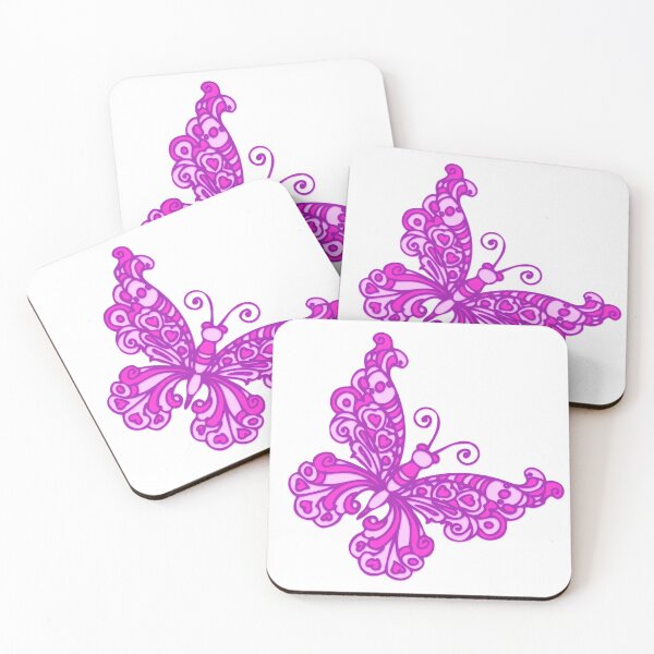 Item preview, Inked butterfly pink purple graphic line art designed and sold by Sarah Trett.