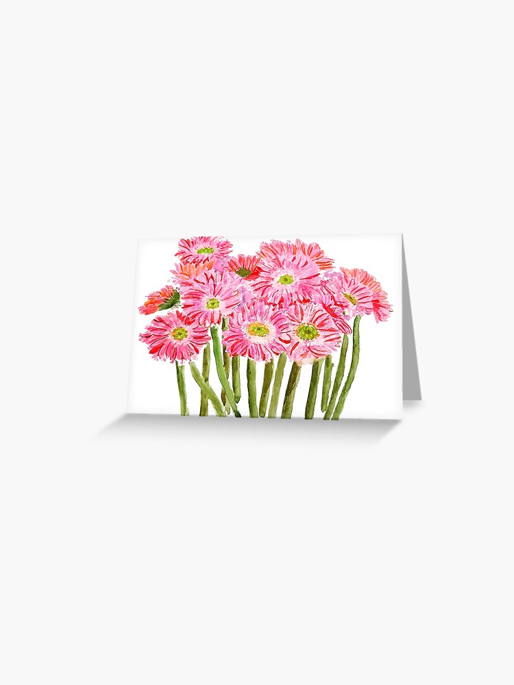 Tarjetas de felicitación «Rosa Barberton Daisy Gerbera Acuarela Gerbera  Margarita» de ColorandColor | Redbubble