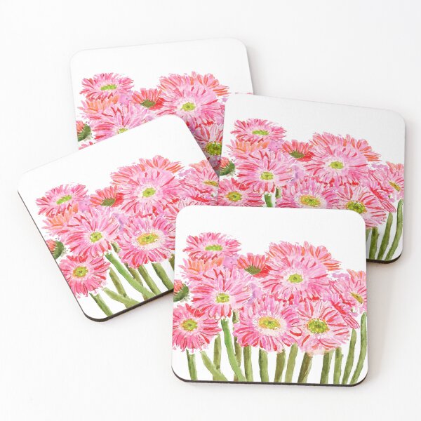 Item preview, hand painted Pink Barberton Daisy Gerbera Watercolor Gerbera daisy  designed and sold by ColorandColor.