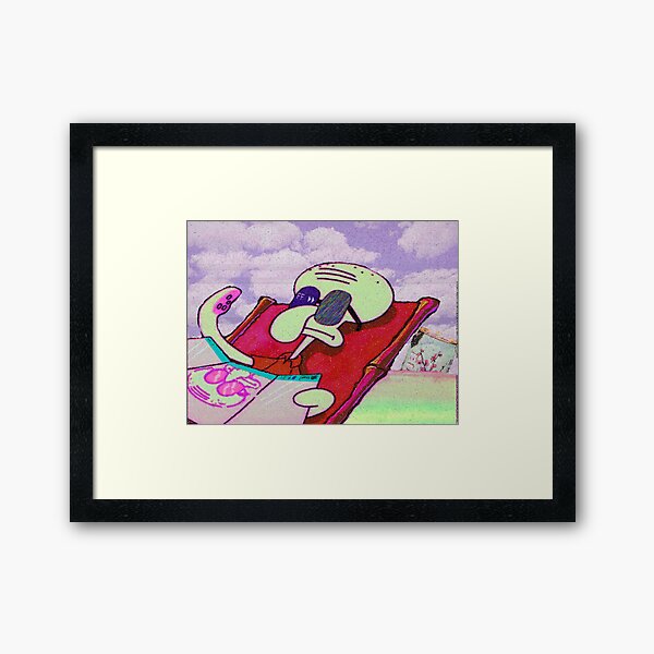 Vaporwave Low-FI Aesthetic Squidward Framed Art Print