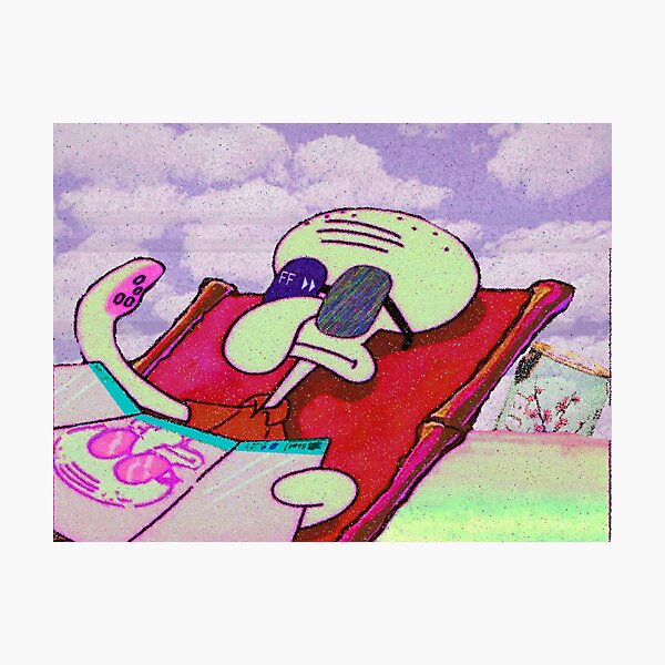 Vaporwave Low-FI Aesthetic Squidward Photographic Print