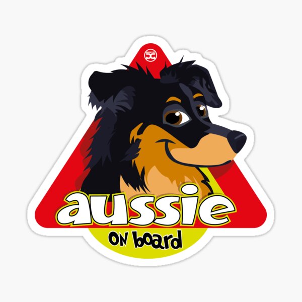 Aussie On Board - Black Tan Sticker