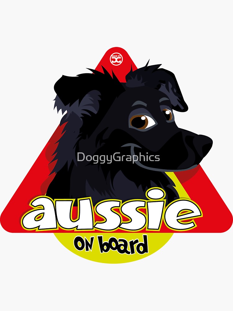 Thumbnail 3 of 3, Sticker, Aussie On Board - Black Tan designed and sold by DoggyGraphics.