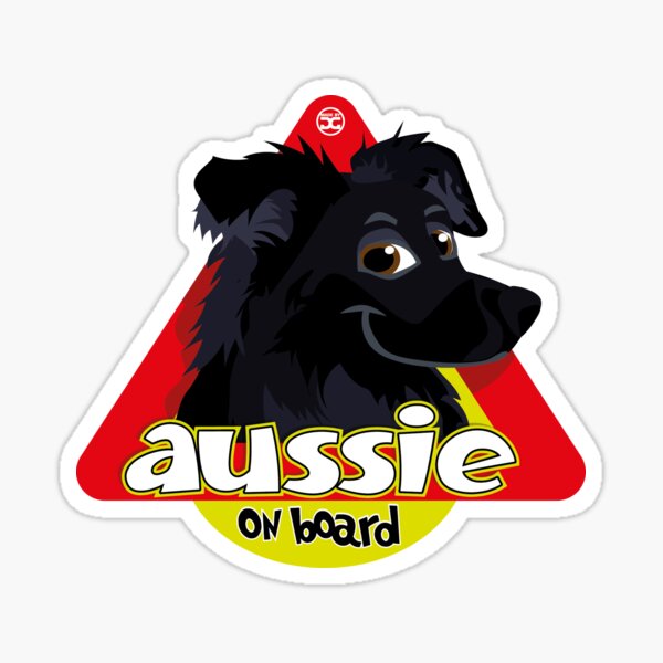 Aussie On Board - Black Tan Sticker