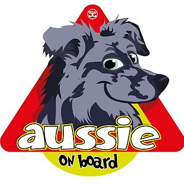 Artwork thumbnail, Aussie On Board - Blue Merle by DoggyGraphics
