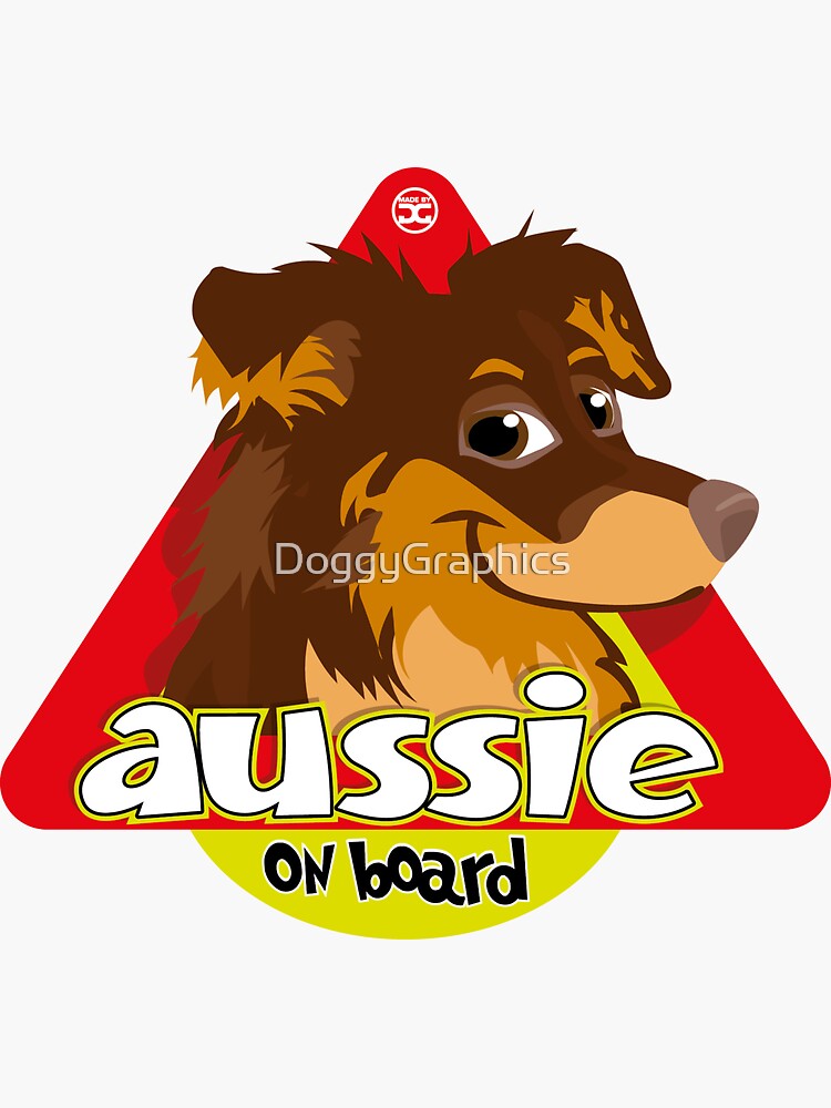 Thumbnail 3 of 3, Sticker, Aussie On Board - Brown Tan designed and sold by DoggyGraphics.