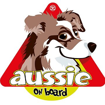 Artwork thumbnail, Aussie On Board - Brown Merle by DoggyGraphics