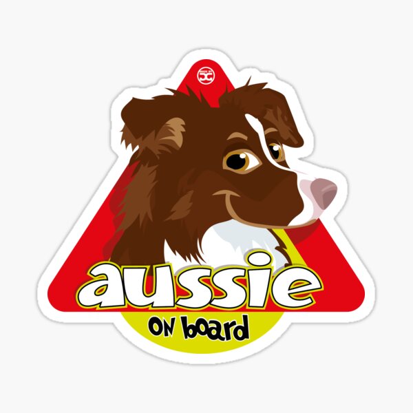 Aussie On Board - Brown White Sticker