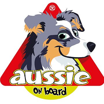 Artwork thumbnail, Aussie On Board - Ble Merle Tricolor by DoggyGraphics