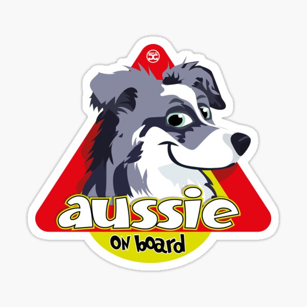Aussie On Board - Blue Merle White Sticker