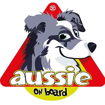 Artwork thumbnail, Aussie On Board - Blue Merle White by DoggyGraphics
