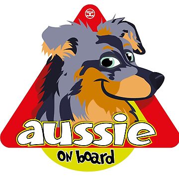 Artwork thumbnail, Aussie On Board - Blue Merle Tan by DoggyGraphics