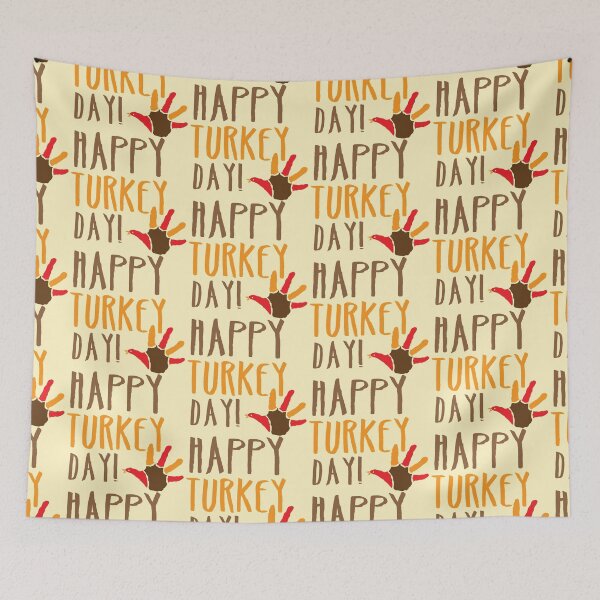 Item preview, HAPPY TURKEY DAY with turkey hand thanksgiving designed and sold by jazzydevil.