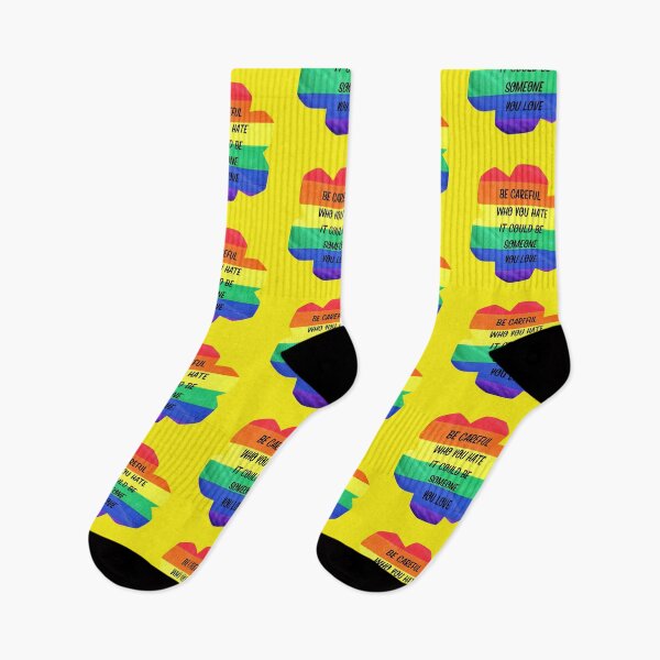 Item preview, Be Careful Who You Hate It Could Be Someone You Love Rainbow Flower In Yellow designed and sold by LuckyKermit.