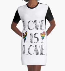 Love Is Love Doodles LGBT Graphic T-Shirt Dress