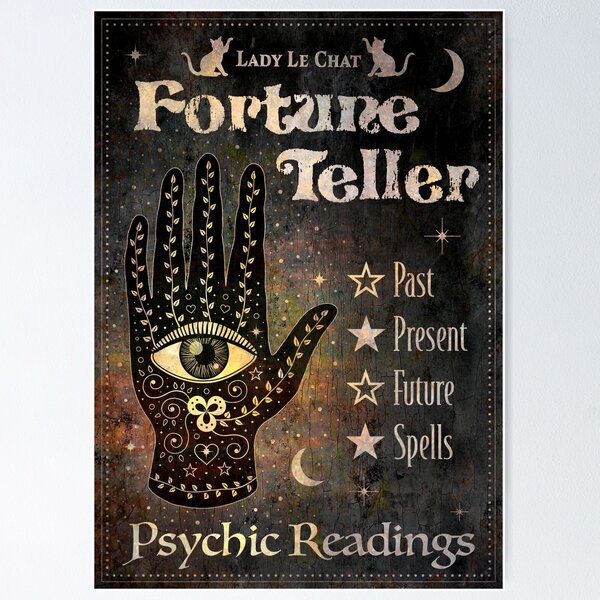 Item preview, Lady Le Chat fortune teller vintage style psychic reading sign designed and sold by Rae Rose.