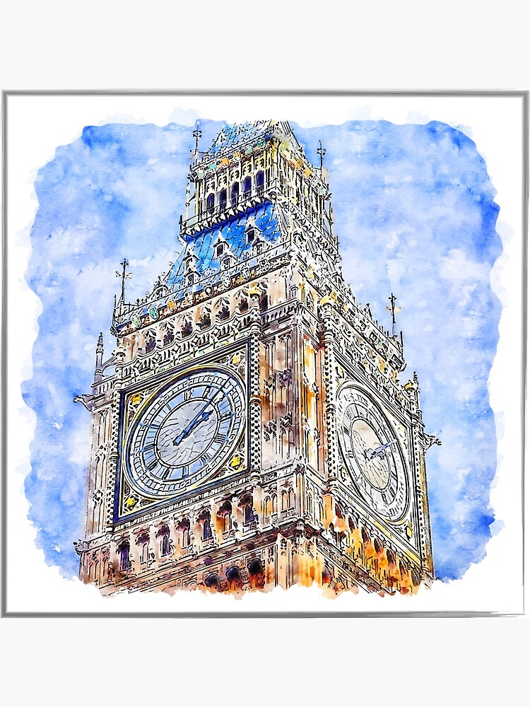 London Big Ben pencil drawing as a greeting card. by Dick Skilton