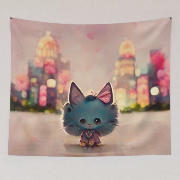 Item preview, kitty in the city designed and sold by CuteFluffyArt.