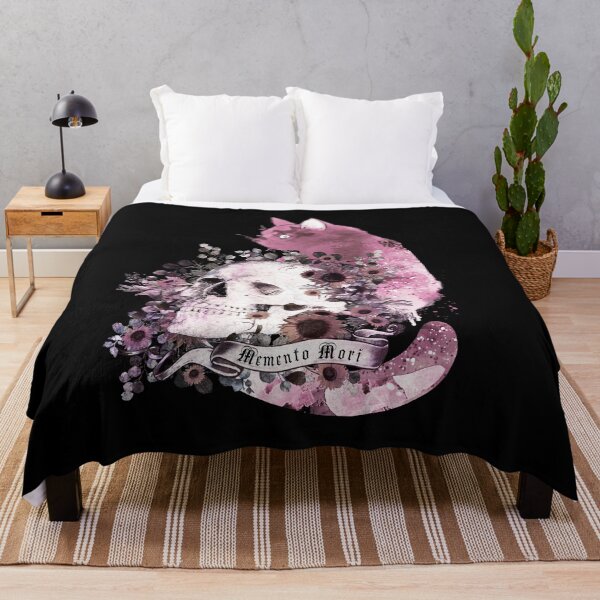Item preview, Cat and floral Skull with flowers and leaves , memento mori, cat skull, witch, goth, watercolor designed and sold by Collagedream.