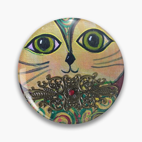Item preview, Cosmic King Max Cat- Original Cosmic Cat with Regal jewelry and spirals in warm tones designed and sold by Mary Egan.