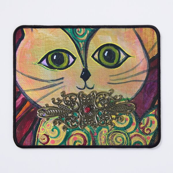 Item preview, Cosmic King Max Cat- Original Cosmic Cat with Regal jewelry and spirals in warm tones designed and sold by Mary Egan.