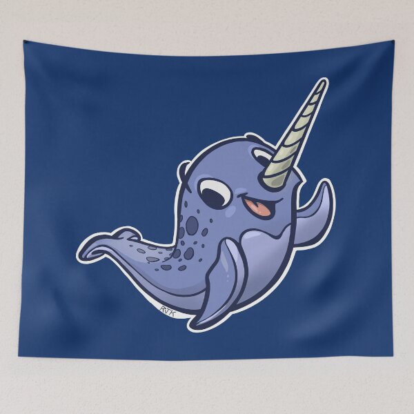 Item preview, Happy Little Narwhal Waves Hi! (Slate with Shading) designed and sold by RJKpoyp.