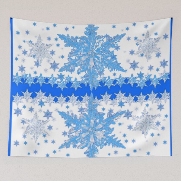 Item preview,  DECORATIVE BABY BLUE WINTER SNOWFLAKE WHITE PATTERN ART designed and sold by sharlesart.