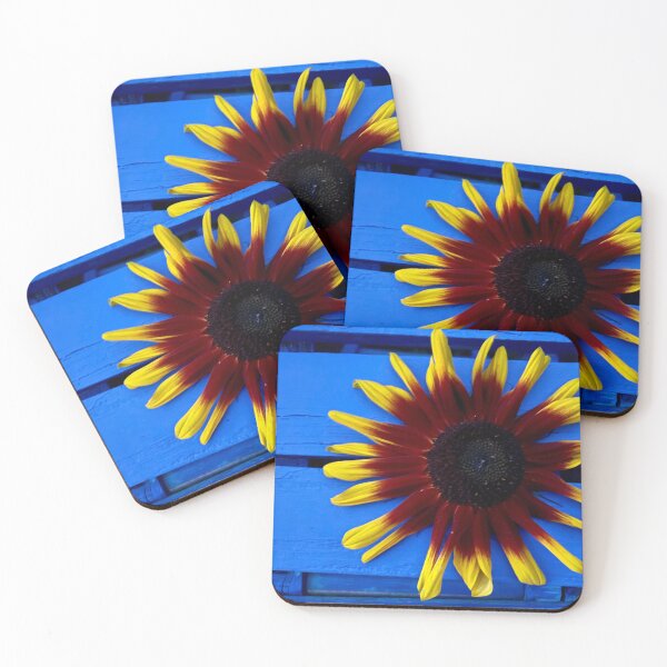 Item preview, Sunflower on Blue Wood designed and sold by MiddleJourney.