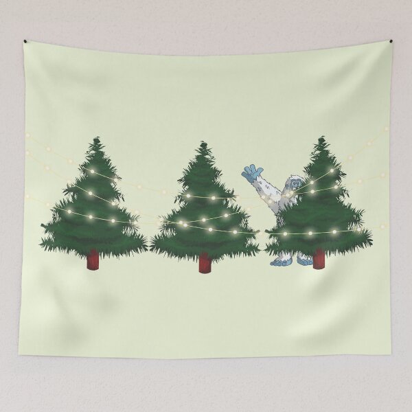 Item preview, Christmas trees and Yeti, Light grayish yellow designed and sold by AlfabetDesign.