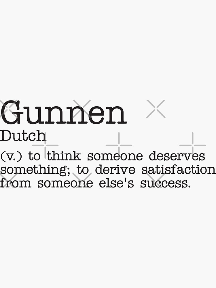 "Gunnen Dutch Beautiful Word Definition Typewriter" Sticker for