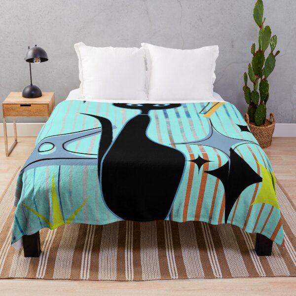 Item preview, Mid Mod Artsy Retro Fifties Black Cat Surrounded by Starbursts designed and sold by LisWilliams.