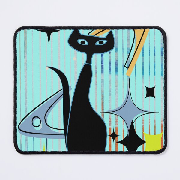 Item preview, Mid Mod Artsy Retro Fifties Black Cat Surrounded by Starbursts designed and sold by LisWilliams.
