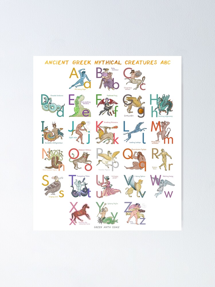 Ancient Greek Mythical Creatures ABC by Greek myth Comix Poster