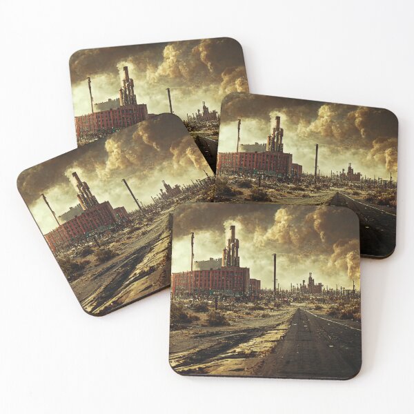 Item preview, Dramatic Shot of Wasteland Abandoned Factory - Fallout Wasteland Landscape Cityscape Cinematic Digital Photography designed and sold by Nicky-Valentine.