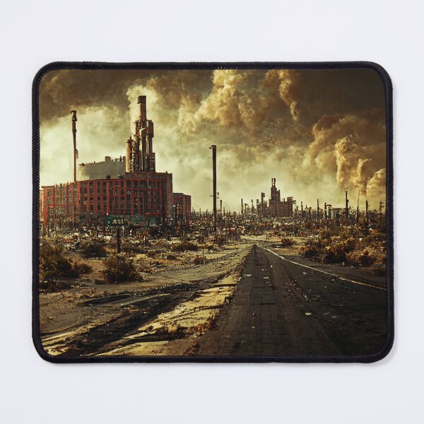Item preview, Dramatic Shot of Wasteland Abandoned Factory - Fallout Wasteland Landscape Cityscape Cinematic Digital Photography designed and sold by Nicky-Valentine.