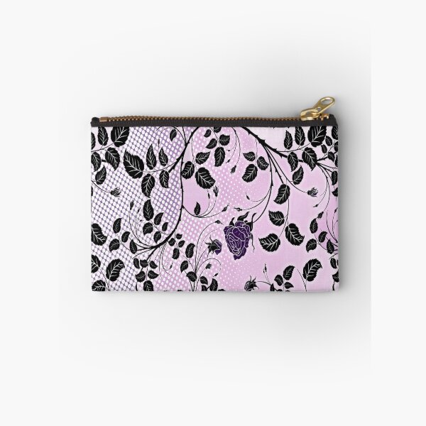 Item preview, Black Leaves And Purple Roses Floral Pattern designed and sold by MurphyMorganGifts.