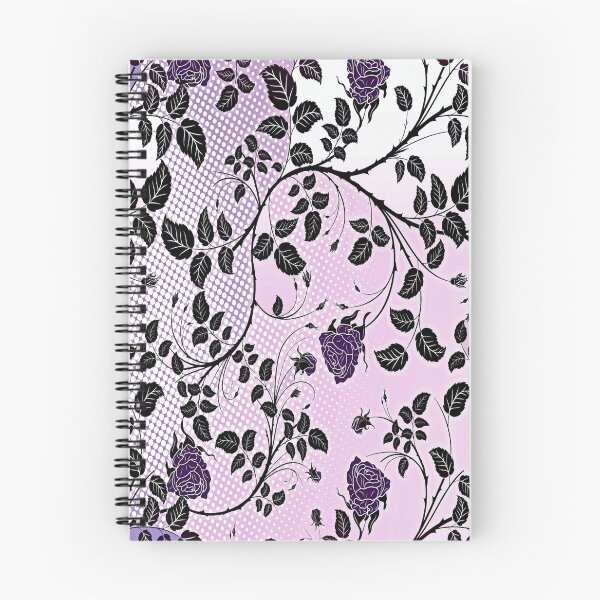 Item preview, Black Leaves And Purple Roses Floral Pattern designed and sold by MurphyMorganGifts.