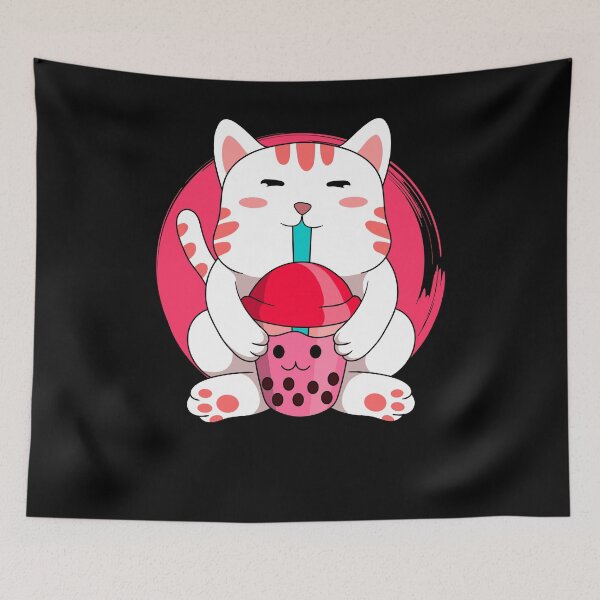 Item preview, cat anime kawaii boba tea neko lover bubble tea designed and sold by Ibu83.