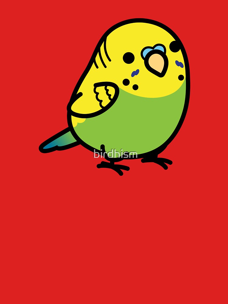 Thumbnail 3 of 3, Fitted V-Neck T-Shirt, Chubby Green Budgie Male designed and sold by birdhism.