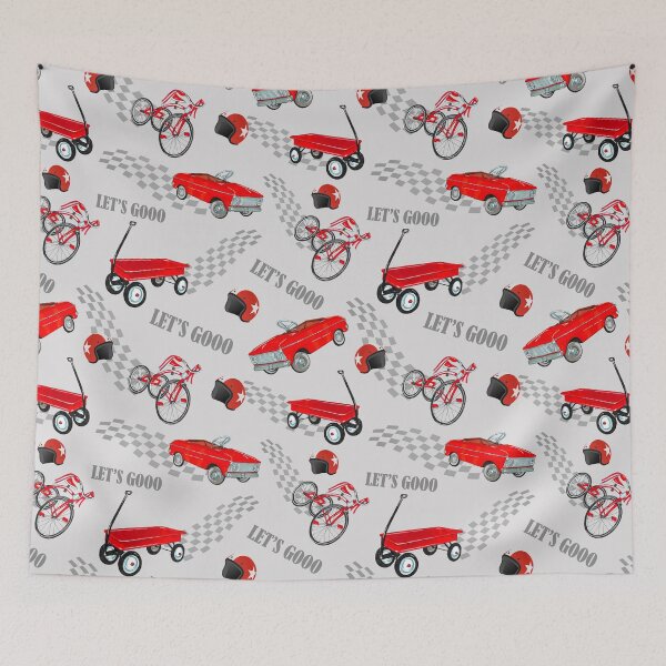 Item preview, Red Vintage vehicle pattern designed and sold by CheekyColours.