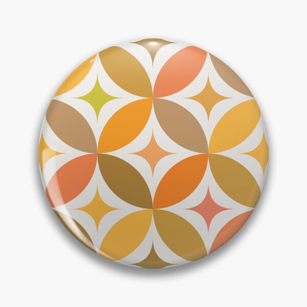 Item preview,  Mid century modern  stars pattern on geometric circles  in orange, brown and amber  designed and sold by Yasminepatterns .