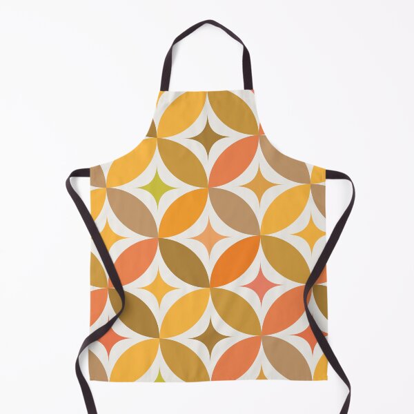 Item preview, Mid century modern stars pattern on geometric circles in orange, brown and amber designed and sold by Yasminepatterns .