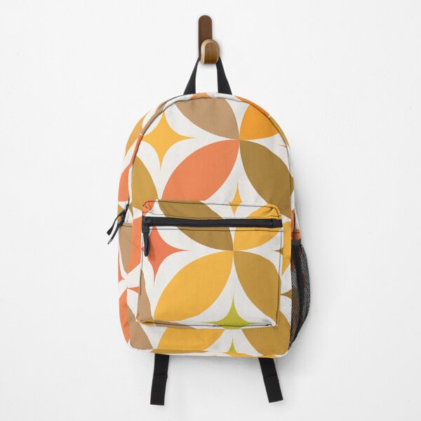 Item preview, Mid century modern stars pattern on geometric circles in orange, brown and amber designed and sold by Yasminepatterns .